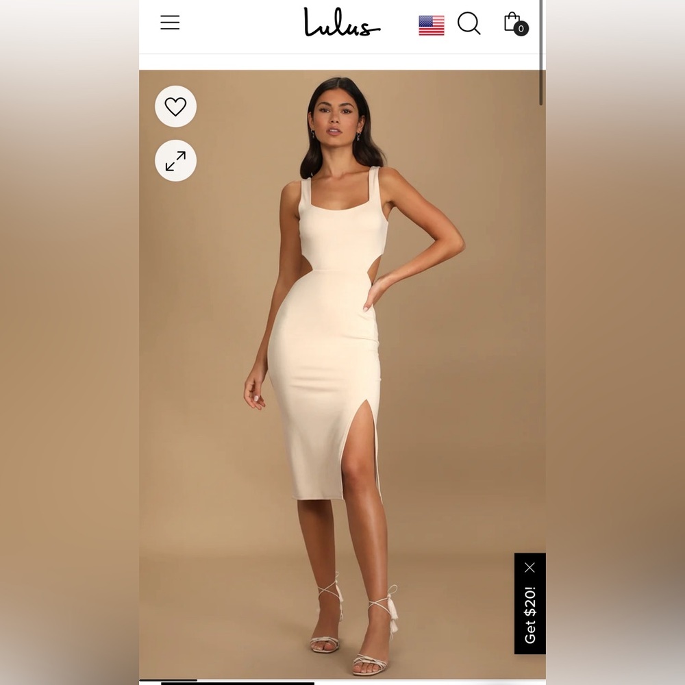 How I Feel Cream Cutout Bodycon Midi Dress